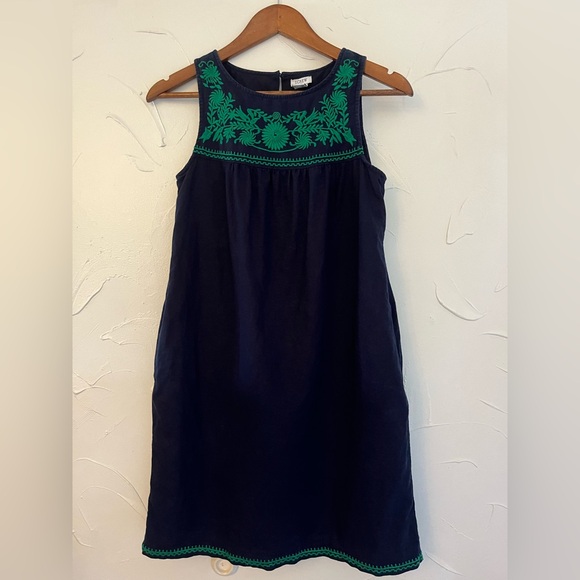 J.Crew Linen/Cotton Embroidered Mini Shift Dress SZ XXS - Picture 2 of 13